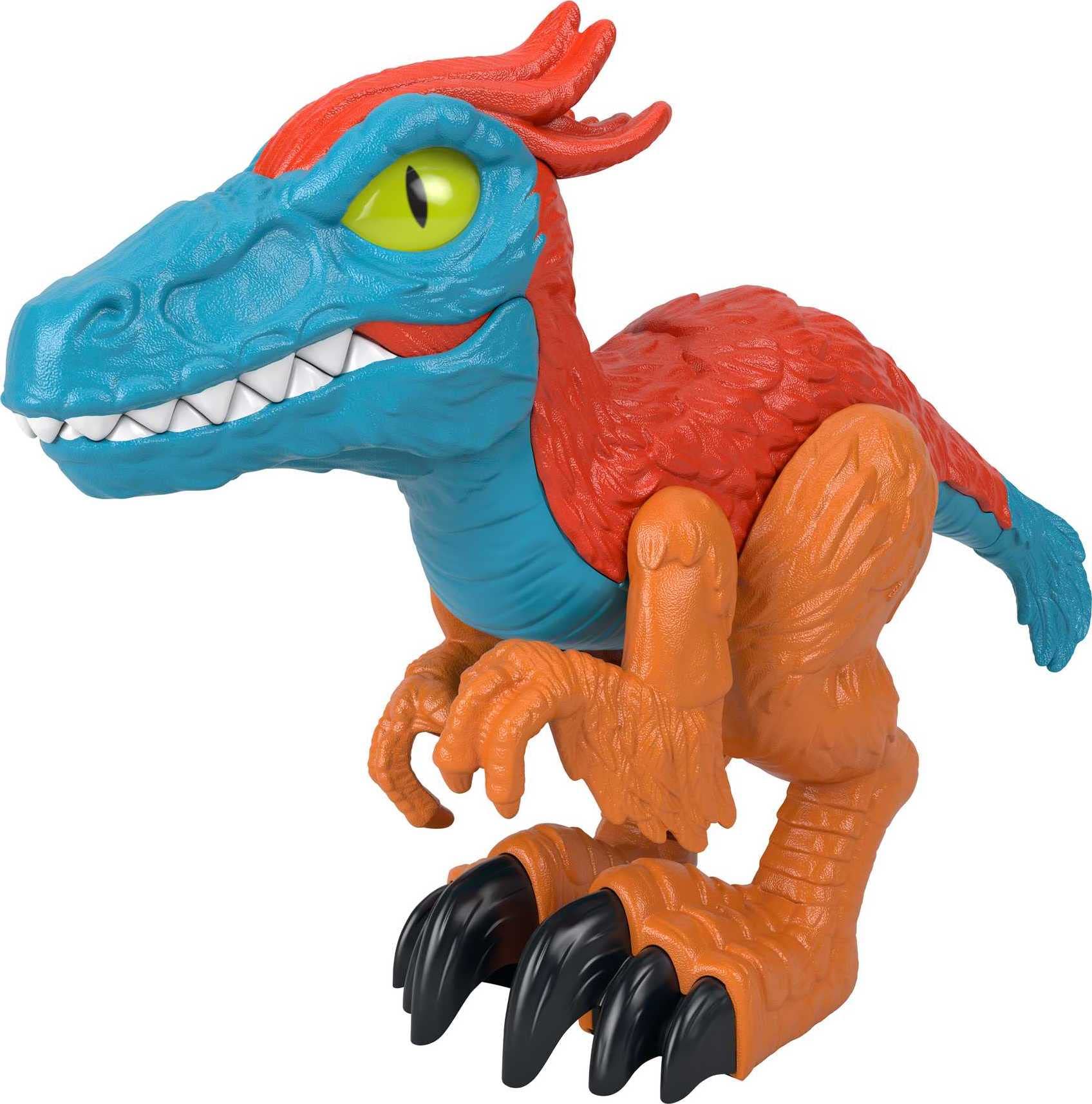 Fisher-Price Imaginext Pyroraptor XL figure standing for imaginative pretend play.