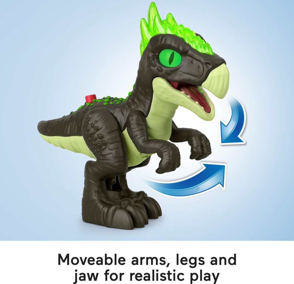 Lights and sounds bring prehistoric storytelling to life during play.