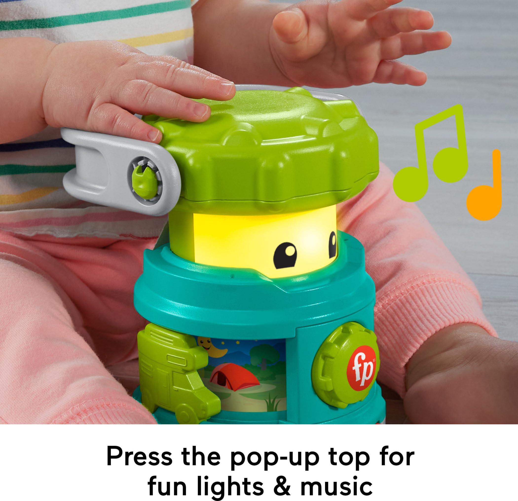 Fisher-Price Laugh and Learn Camping Lantern dial-action for simple cause-and-effect play.