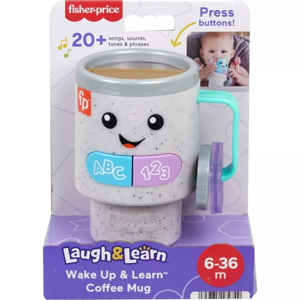 Fisher-Price Laugh & Learn coffee mug supports imaginative play and motor skills.