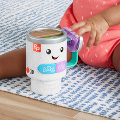 Fisher-Price Laugh & Learn coffee mug features a language globe for English, German, or French play.