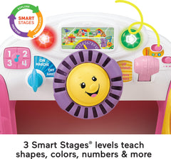 Fisher-Price Laugh & Learn Crawl Around Car shape door and blocks support color exploration.