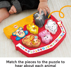 Baby placing shapes into the puzzle slot reinforces early sequencing and hand-eye coordination.