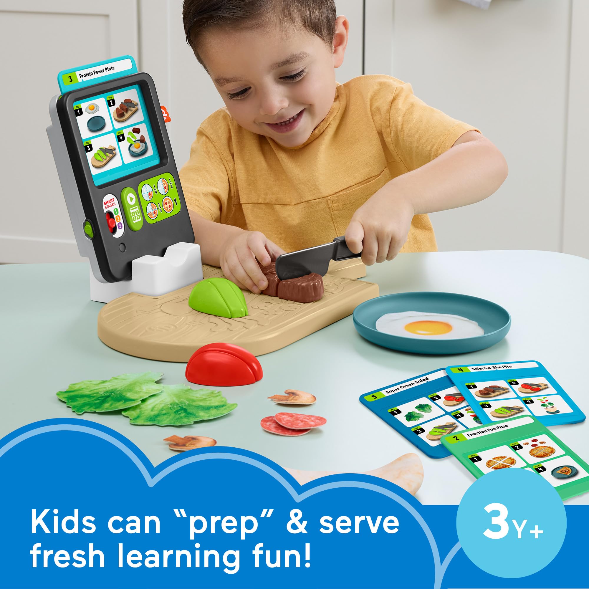 Fisher-Price Laugh and Learn play food pieces inspire pretend meals and creativity.