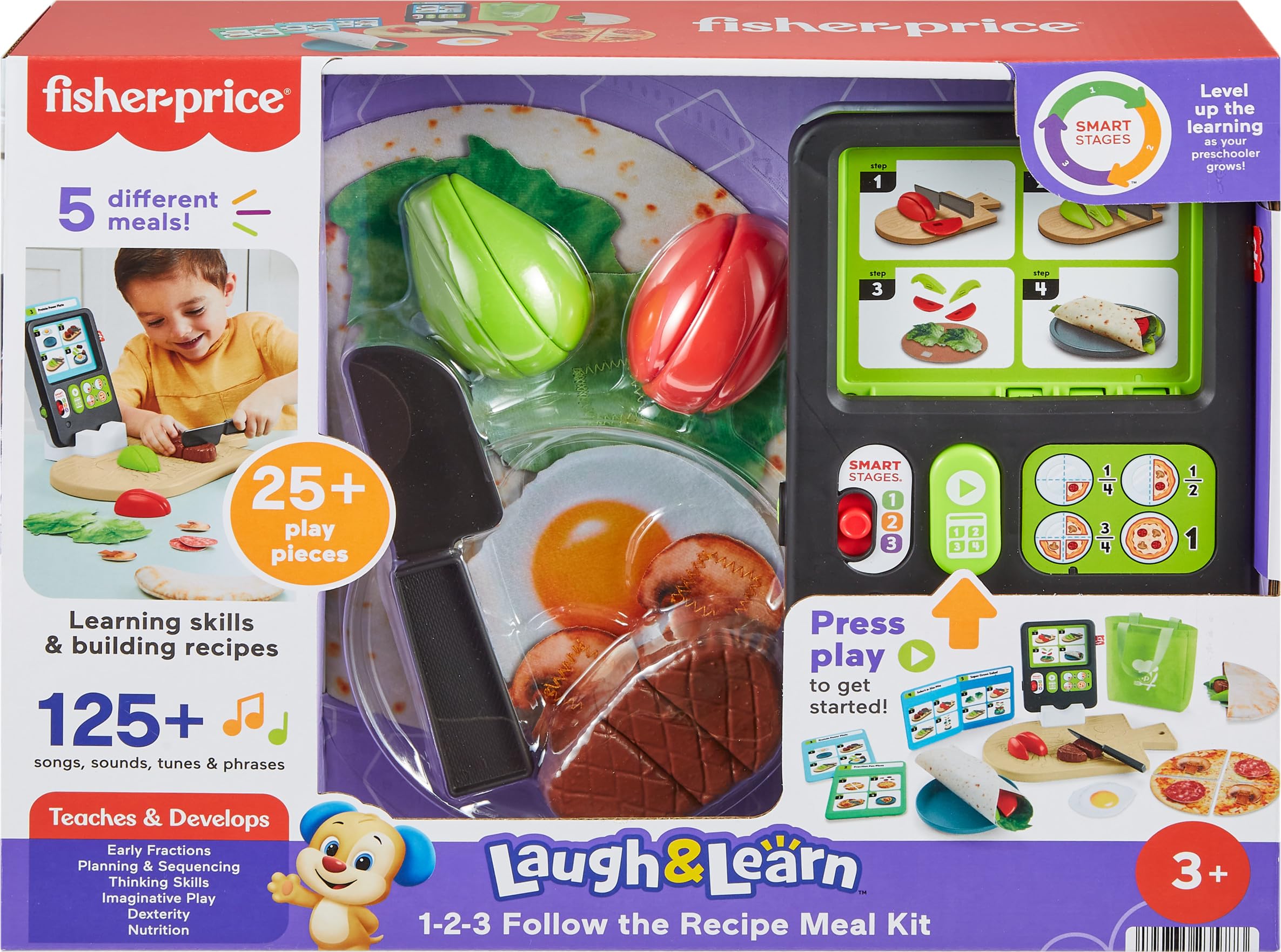 Fisher-Price Laugh and Learn songs and sounds engage young chefs during meals.