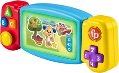 Fisher-Price Laugh and Learn Gamer console front view encourages pretend play and early numeracy.