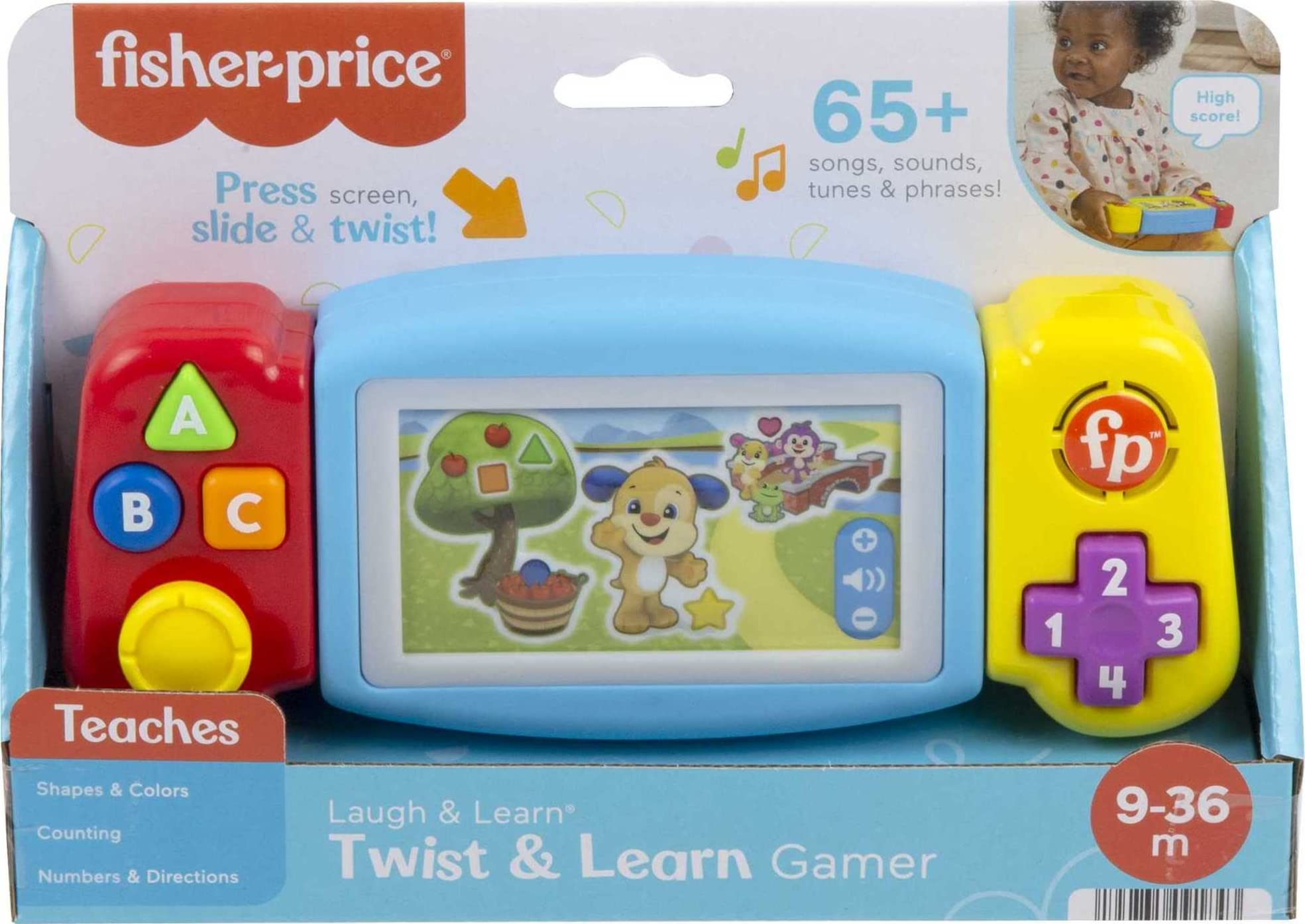 Fisher-Price Laugh and Learn Gamer lights illuminate exploration and early learning.