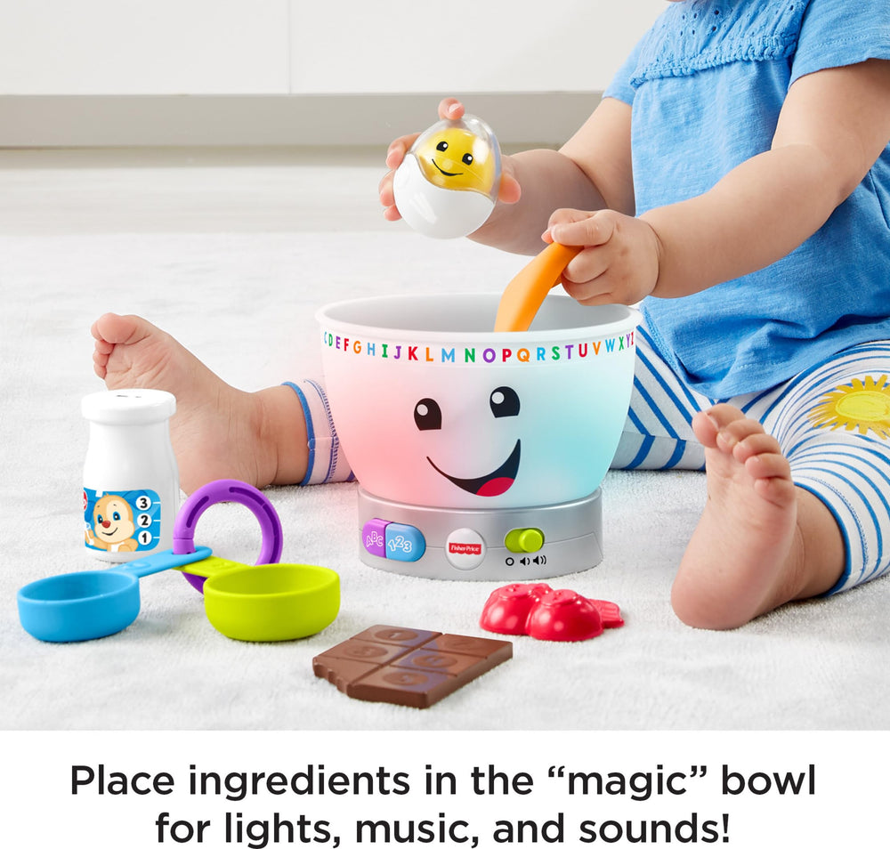 Fisher-Price Laugh & Learn Magic Color Mixing Bowl two buttons activate songs
