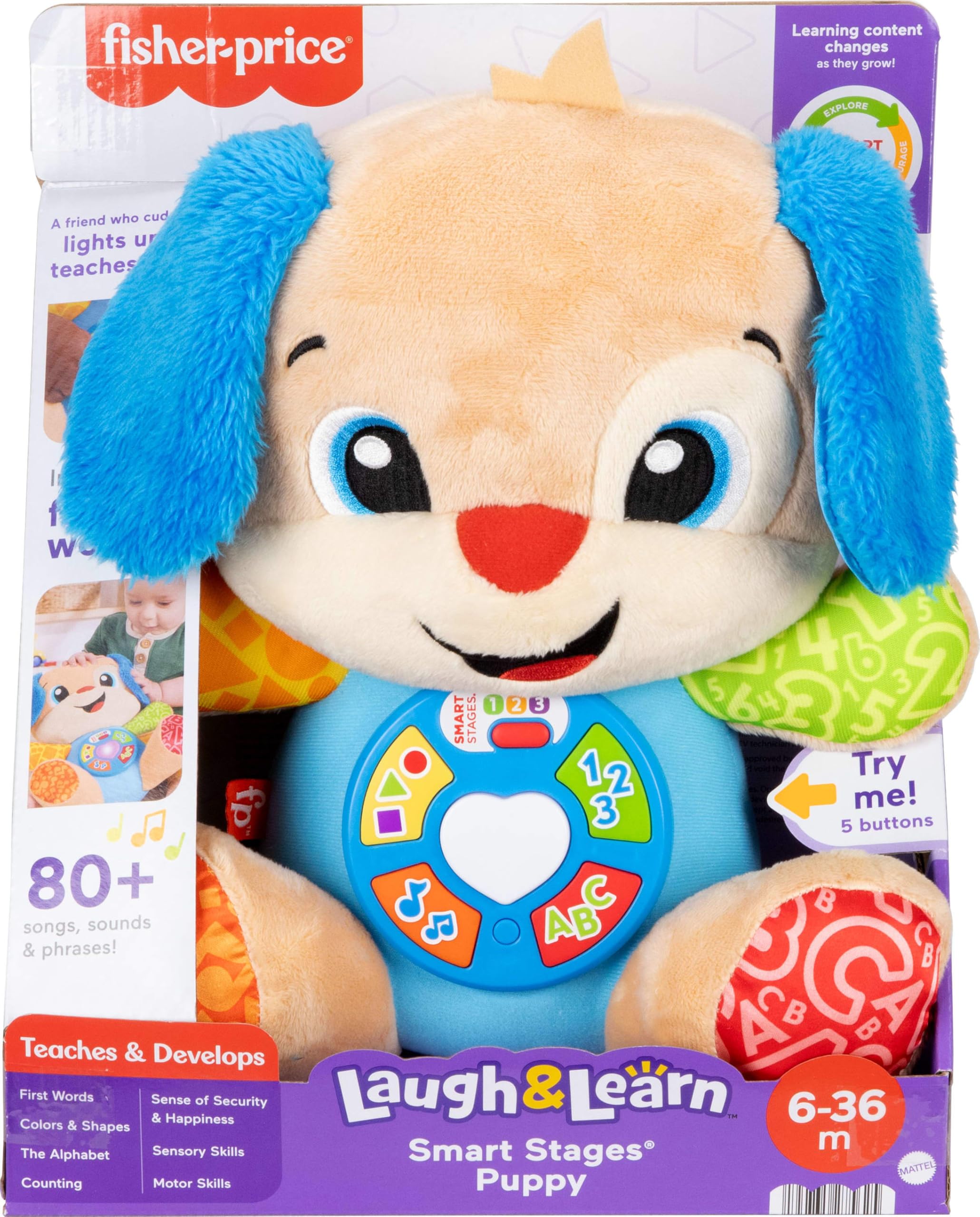 Fisher-Price Laugh & Learn Puppy colorful visuals aid early color recognition