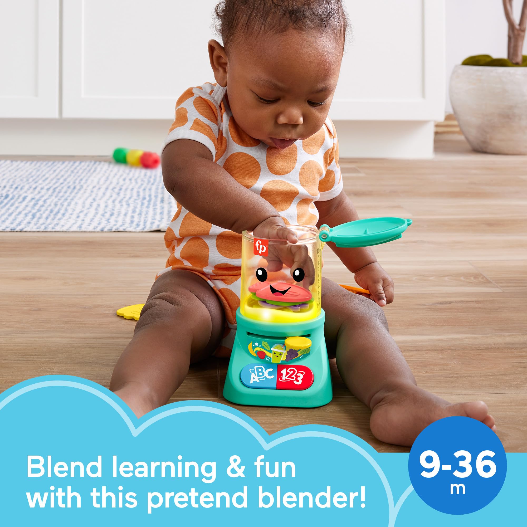 Fisher-Price Laugh & Learn smoothie maker buttons glow to teach colors and counting