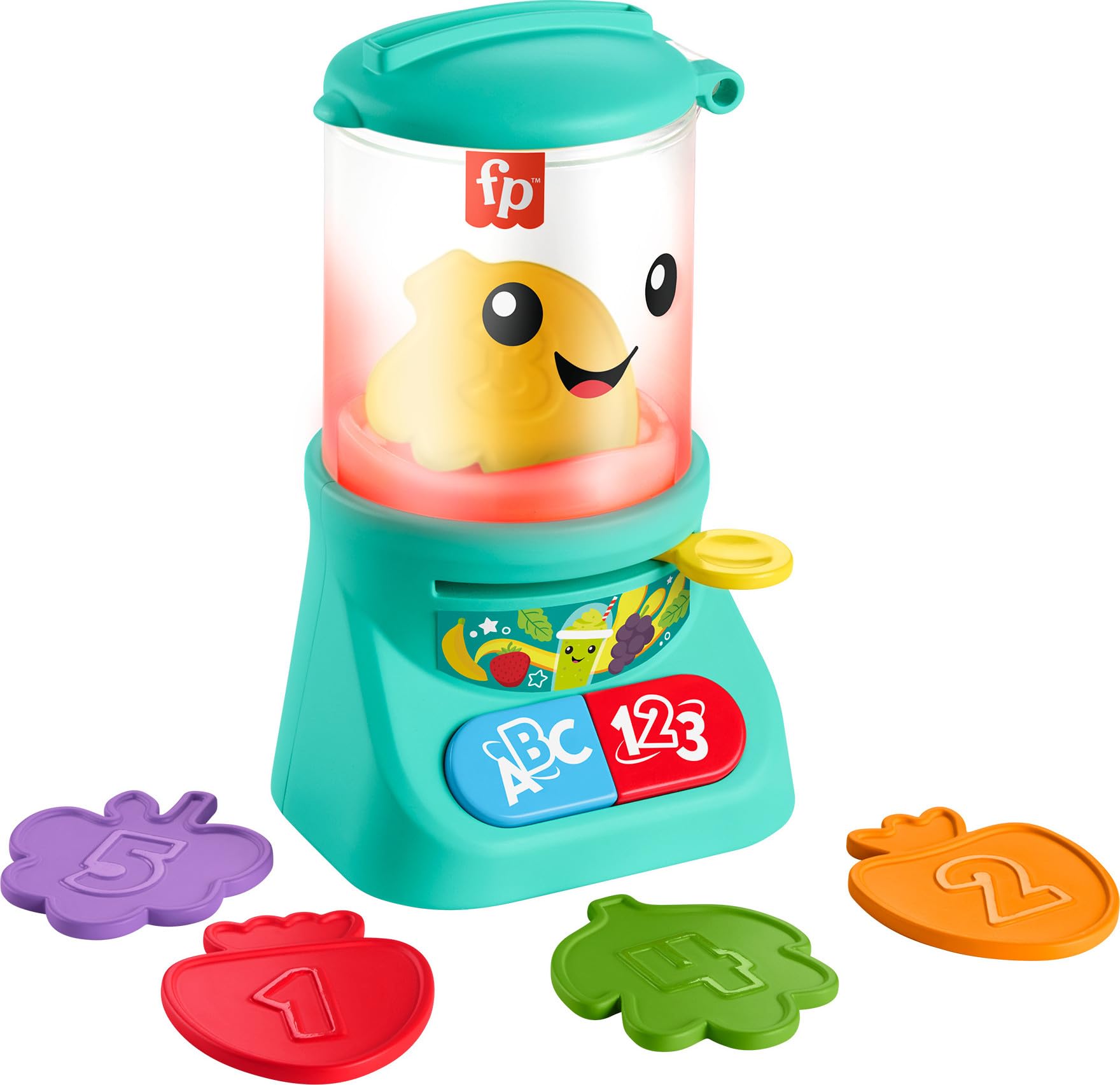 Fisher-Price Laugh & Learn smoothie maker with closed lid for pretend play