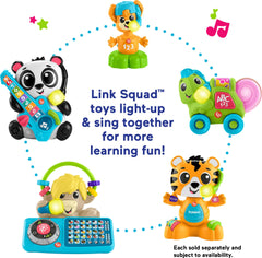 Fisher-Price Link Squad Tiger roller-spin visual supports fine motor development.