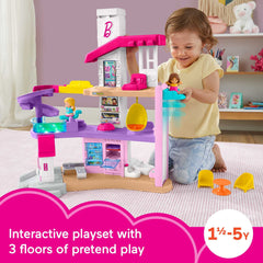 Fisher-Price Little People Barbie DreamHouse rotating clothes closet sparks pretend dress-up play.
