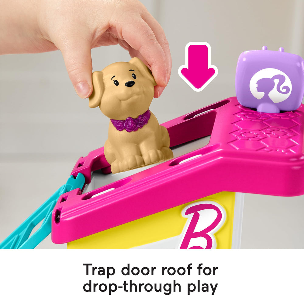 Fisher-Price Little People Barbie Pet Spa trap door adds surprise entry and exit for stories