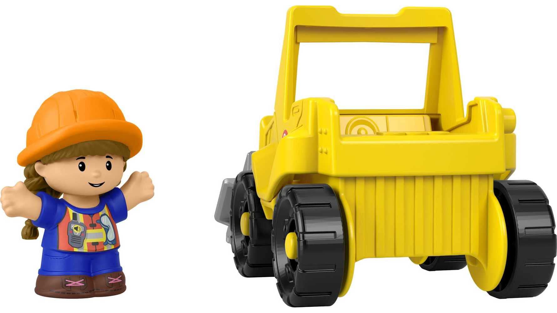 Fisher-Price Little People Bulldozer packaging shot helps shoppers assess size