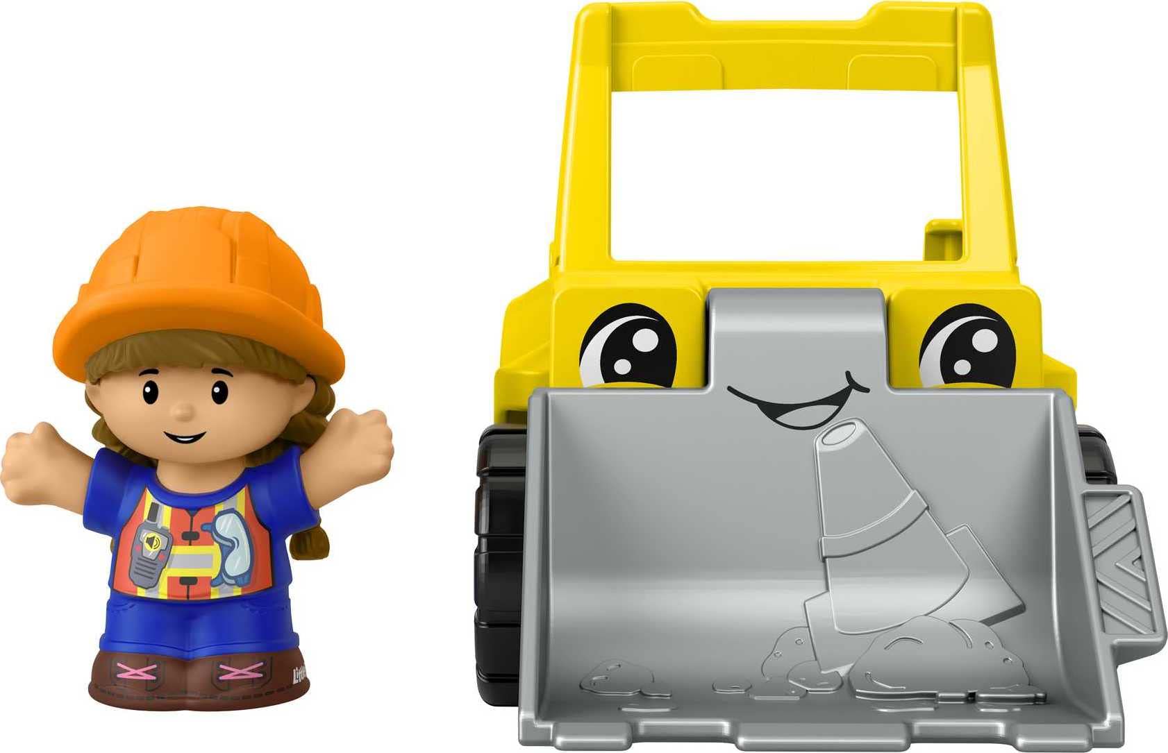 Fisher-Price Little People Bulldozer wheels show smooth motion for push-and-play sessions