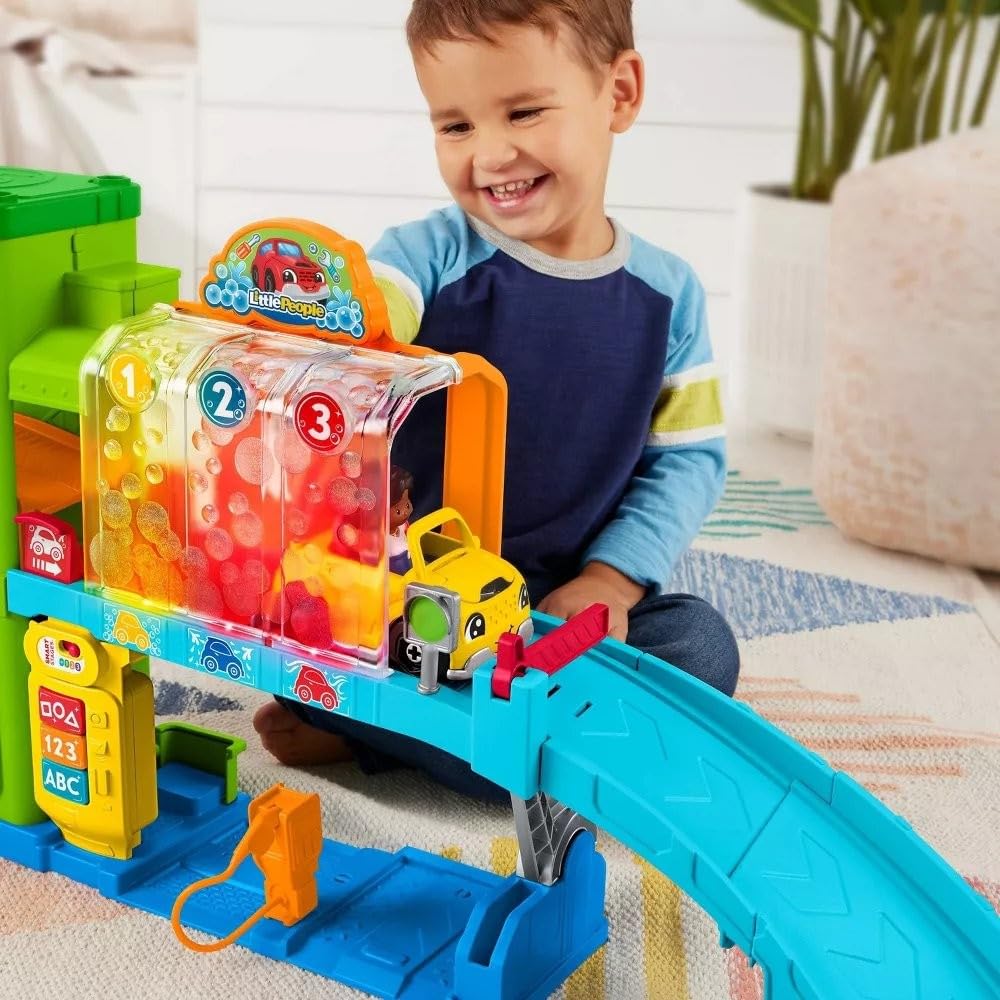 Car wash lights activate as the Little People car passes through