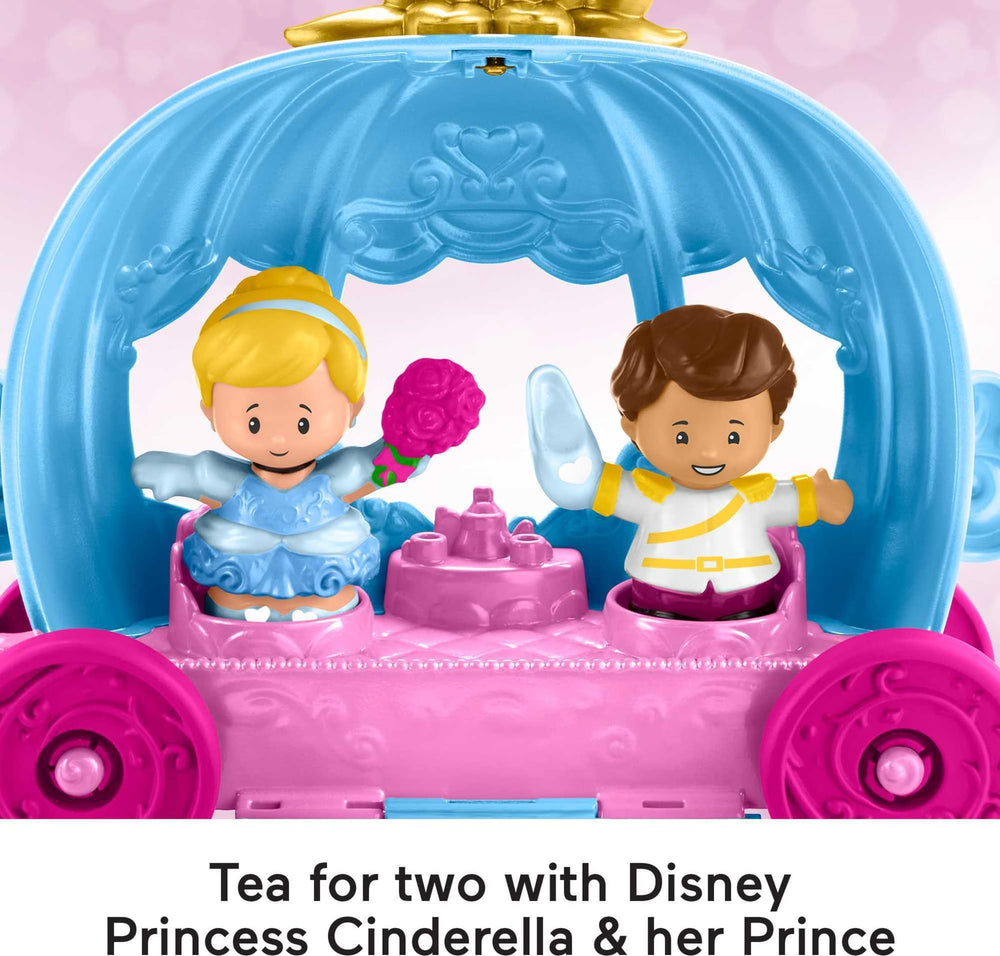 Prince figure joins Cinderella for tea party and dances.