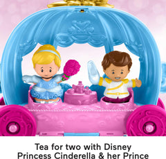 Prince figure joins Cinderella for tea party and dances.