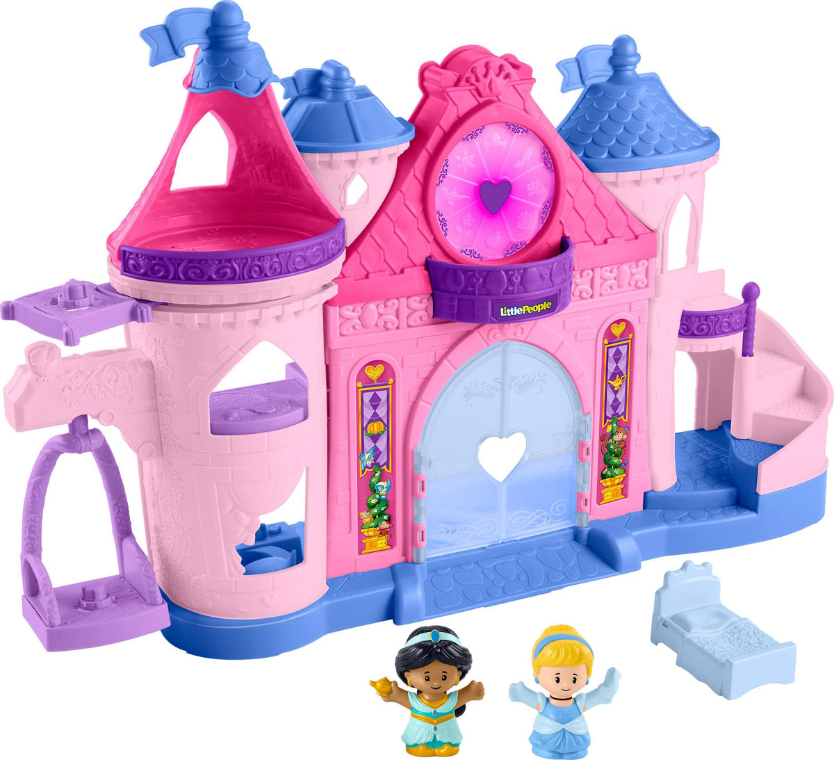 Fisher-Price Little People Disney Princess castle lights up for imaginative storytelling.
