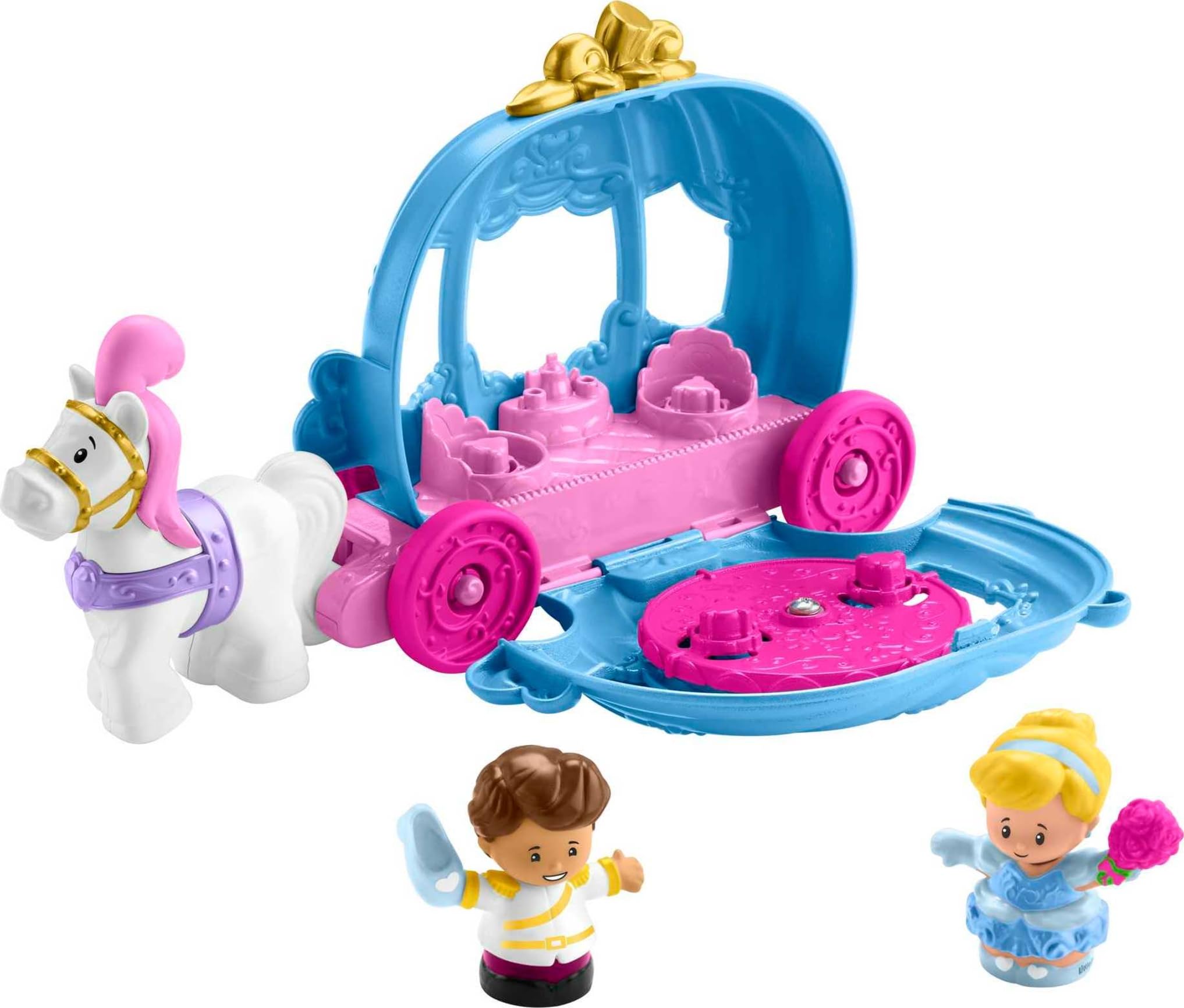 Fisher-Price Little People Cinderella carriage vehicle ready for on-the-go pretend play.