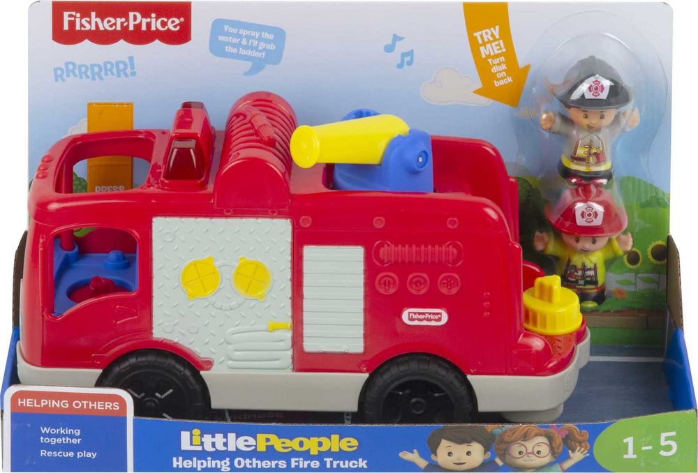 Fisher-Price Little People fire truck includes two firefighter figures for practice.