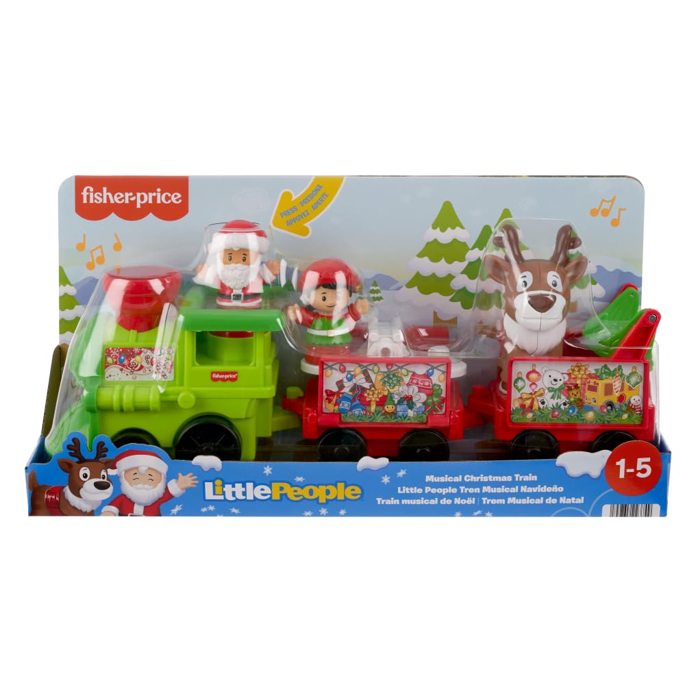 Fisher-Price reindeer figure adds seasonal play and narrative options.
