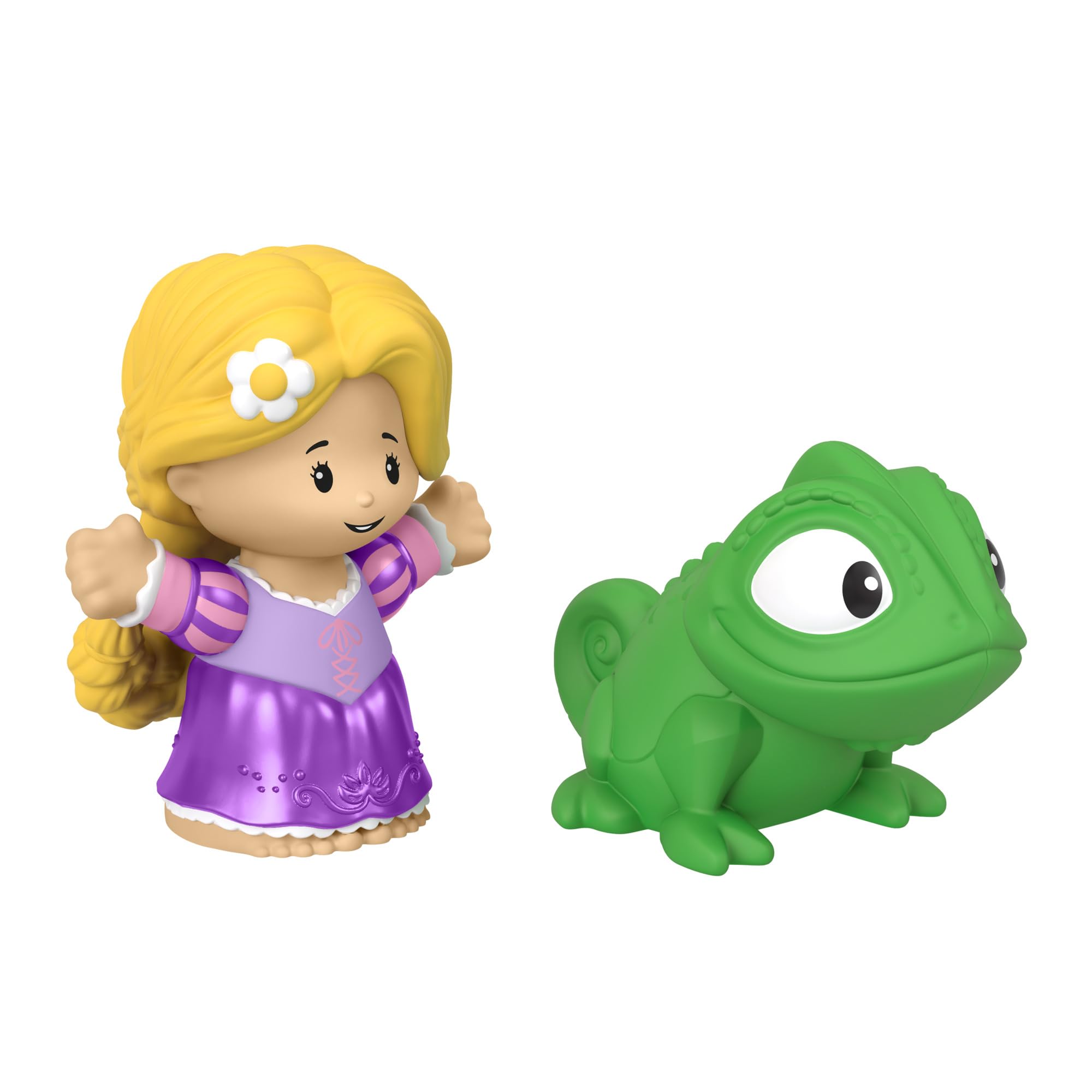 Closeup of Rapunzel and Pascal figures for safe, kid-friendly pretend play