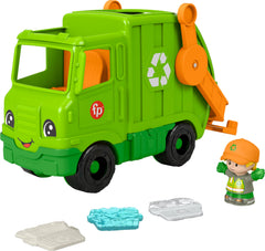 Fisher-Price Little People Recycling Truck front-loader action inspires pretend play and fine motor skills