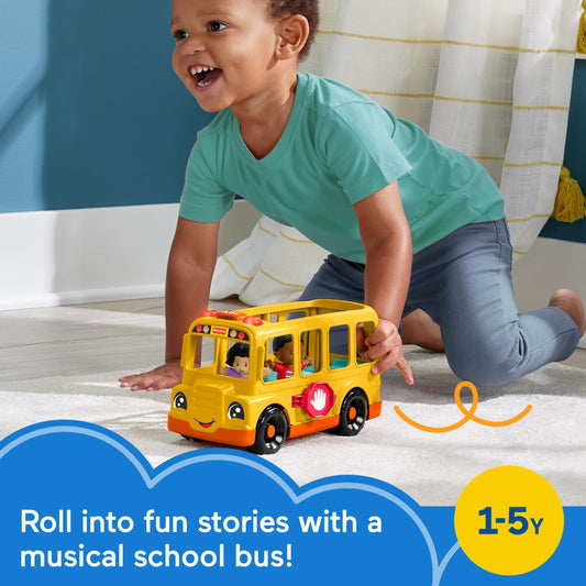 Fisher-Price Little People bus plays tunes during push-along play.