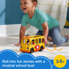Fisher-Price Little People bus plays tunes during push-along play.