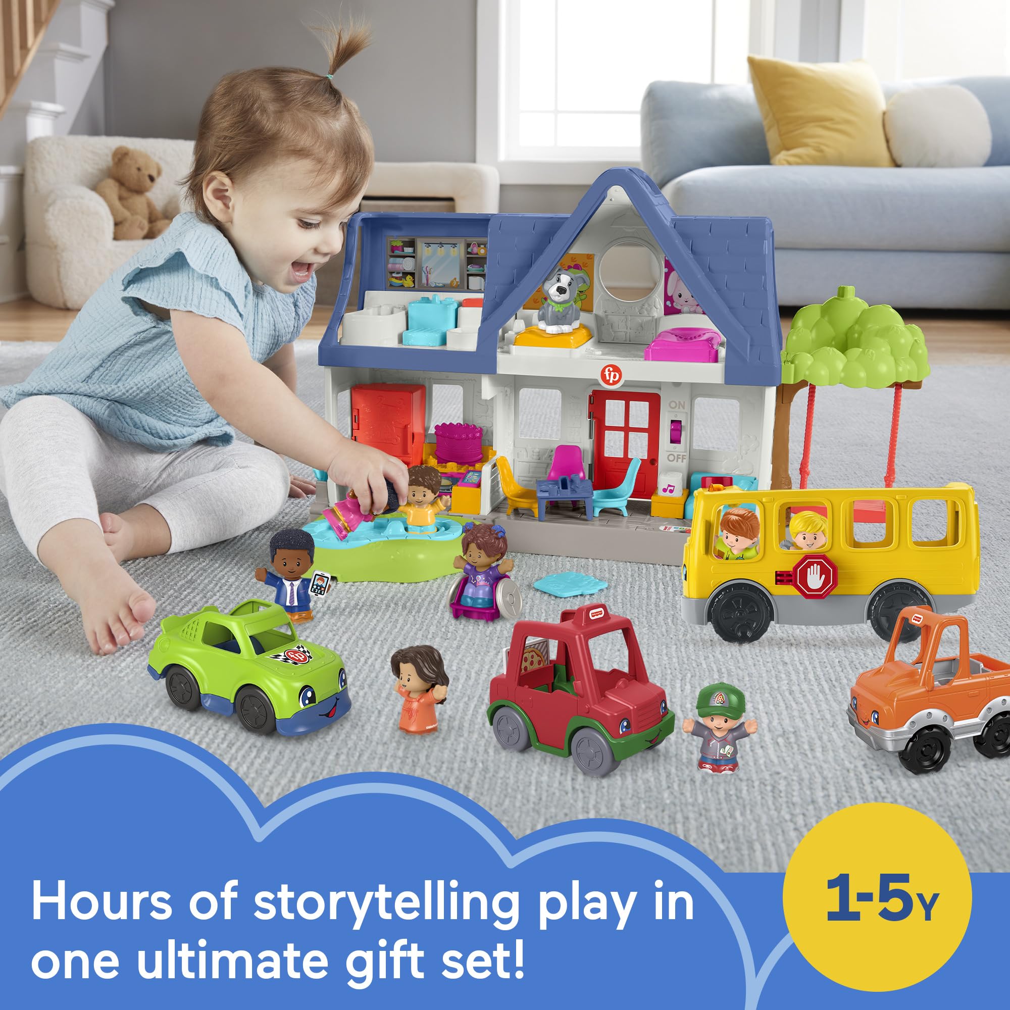 Fisher-Price Little People Sit with Me School Bus featuring discovery button for interactive phrases