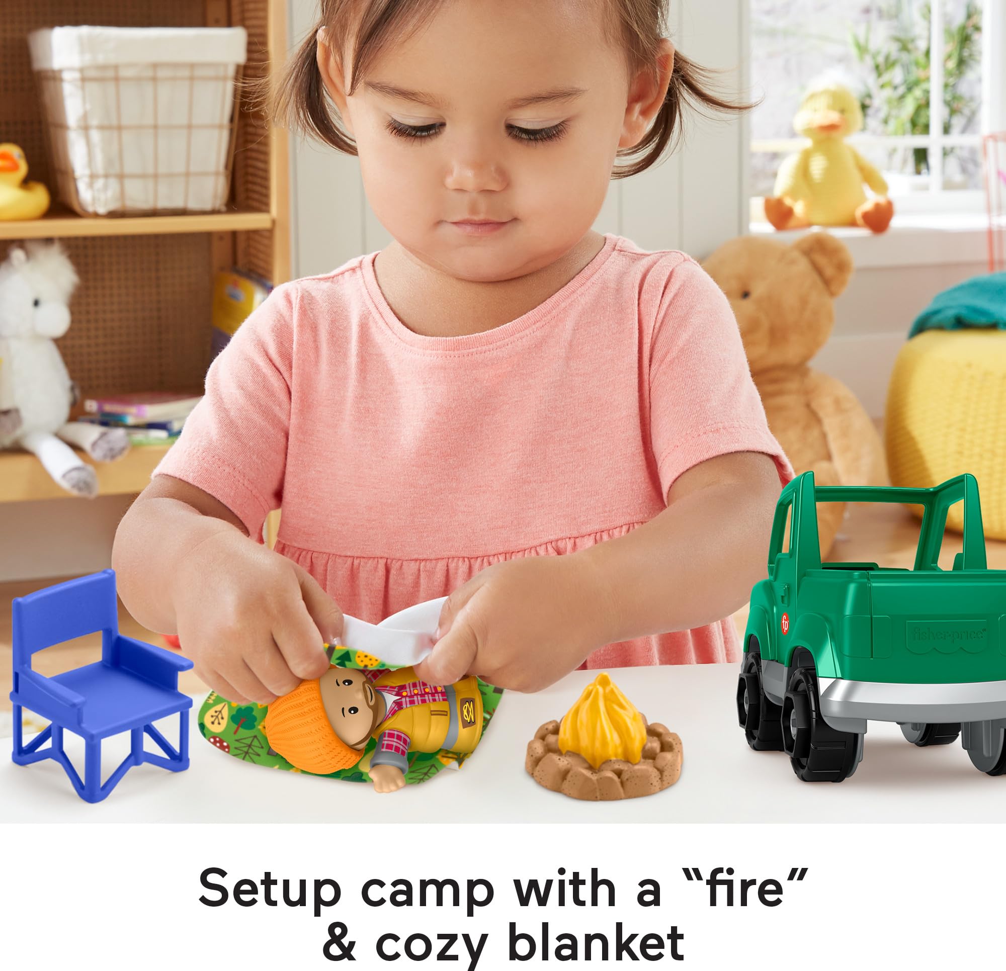 Fisher-Price Little People Time to Camp soft blanket invites cuddly role-play