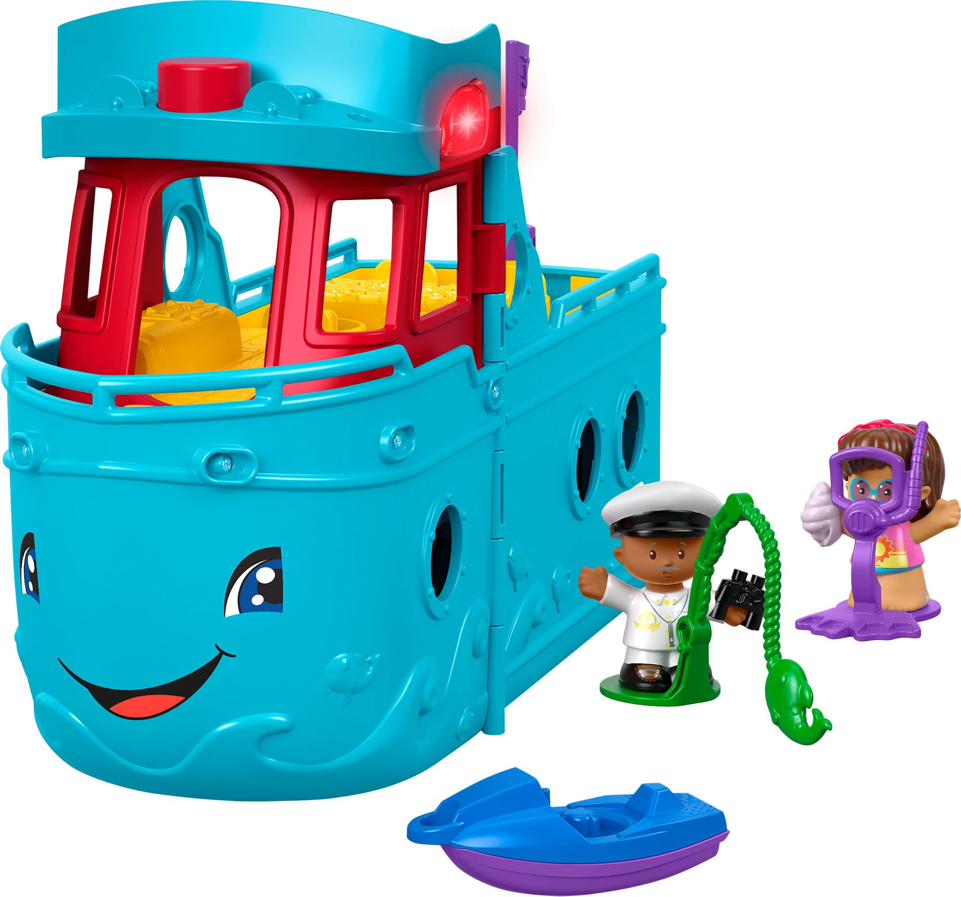 Fisher-Price Little People Travel Together Friend Ship front view encourages pretend play