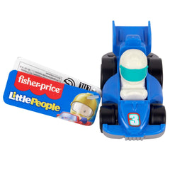 Fisher-Price Little People Wheelies Race Car blue side view, easy for little hands to grip