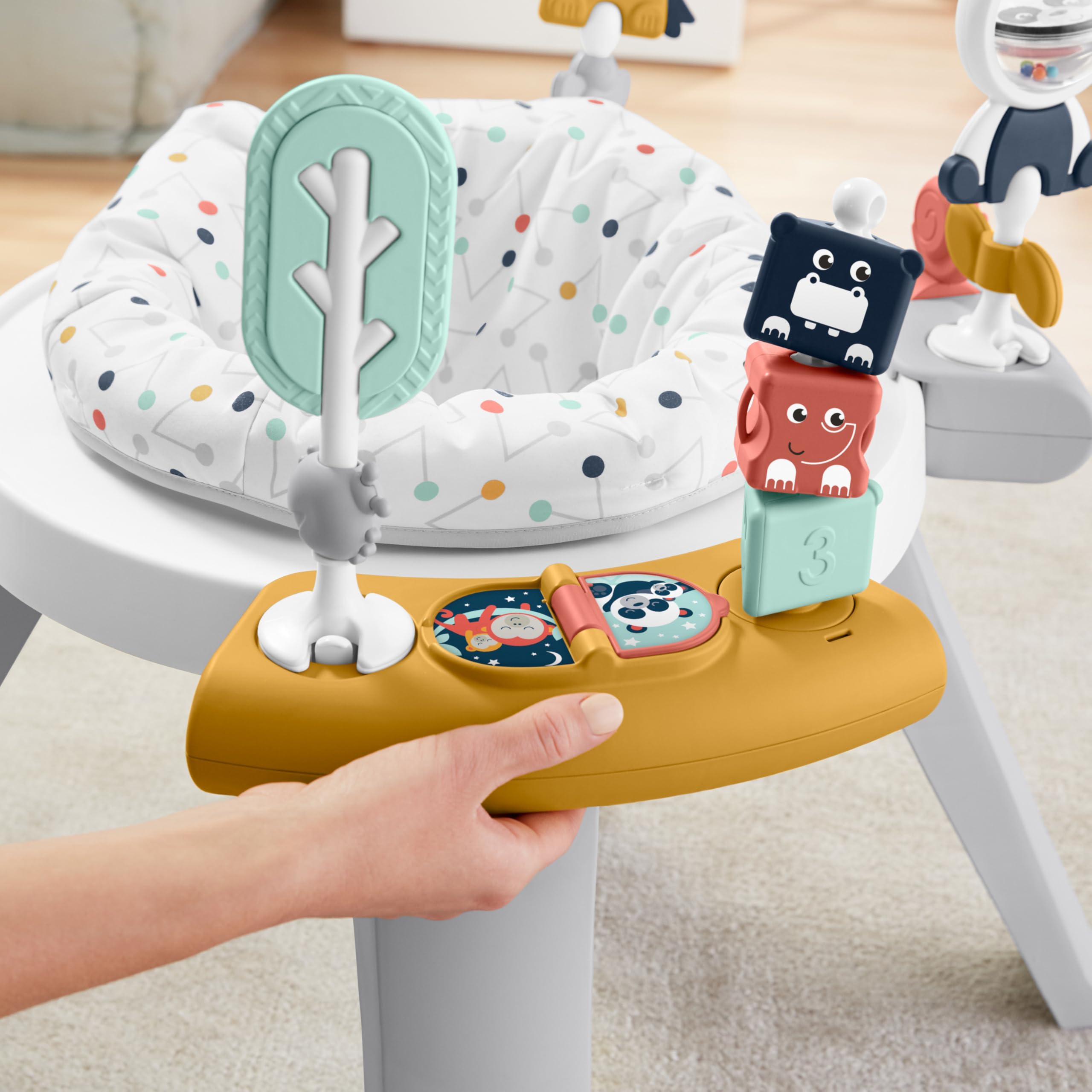 Fisher-Price machine-washable-seat-pad cleans up messes quickly after play.