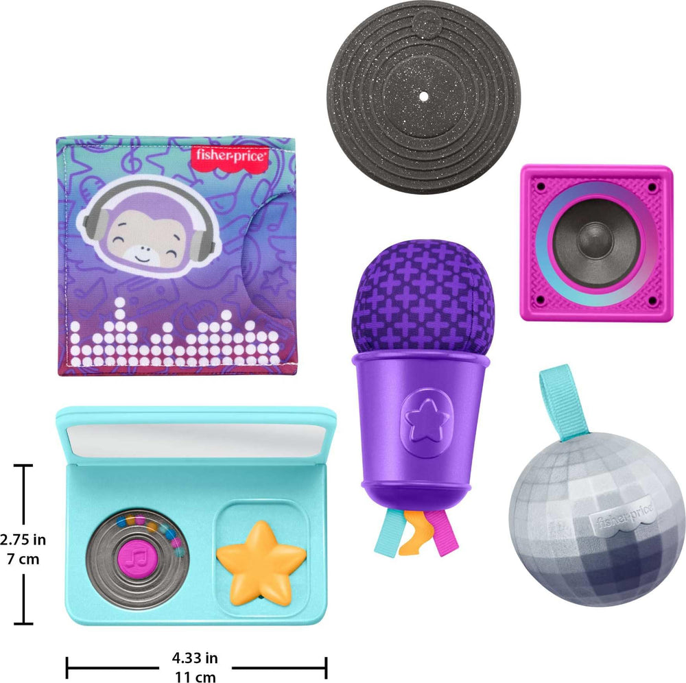 Fisher-Price Mini Me Moments DJ Set fidget speaker supports cause-and-effect play