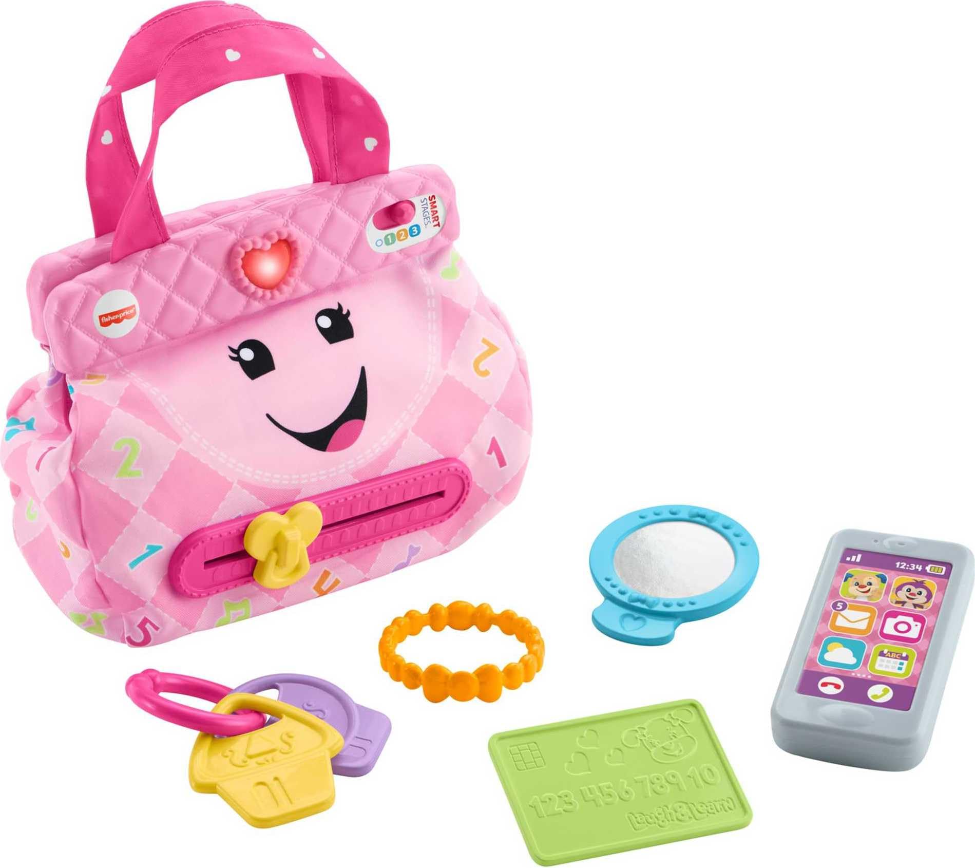Fisher-Price My Smart Purse lights up with songs for playful learning.