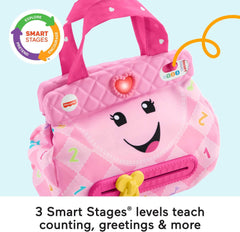Fisher-Price My Smart Purse open-handle interaction encourages pretend play.