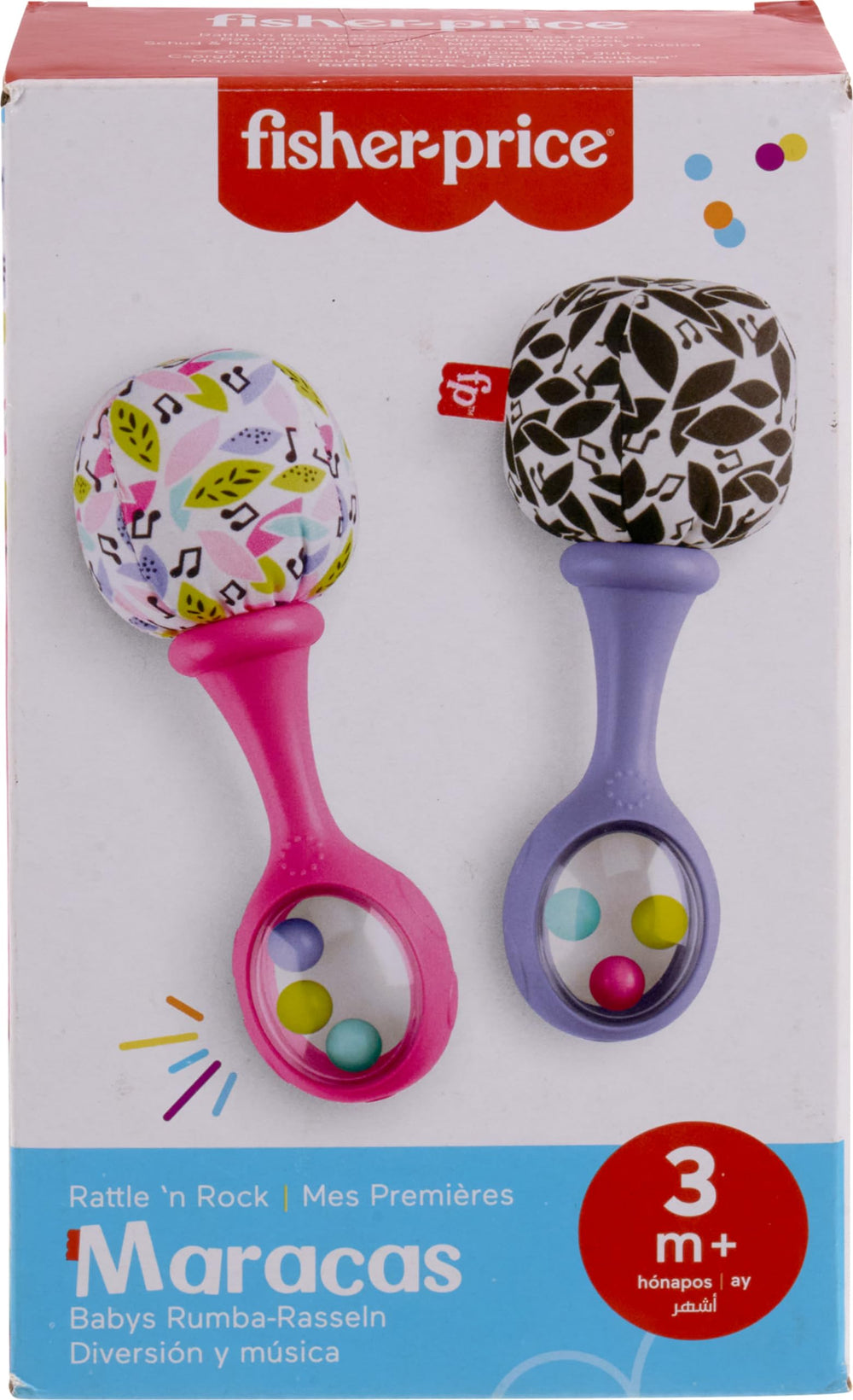 Fisher-Price newborn musical maracas for play on mat or tummy time