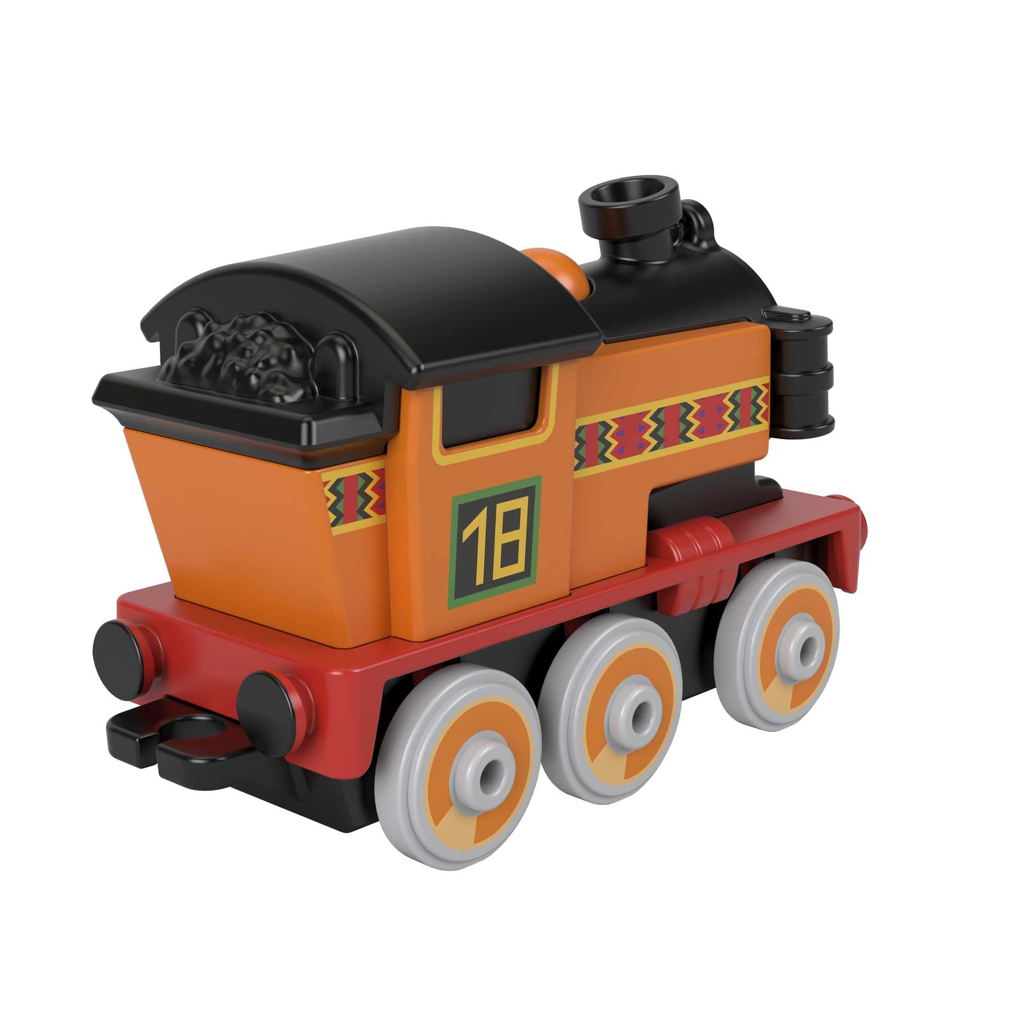 Fisher-Price Nia on-track compatibility close-up shows connectors to other trains