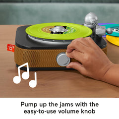 Fisher-Price Rockin’ Record Player display rack keeps sleeves tidy and accessible.