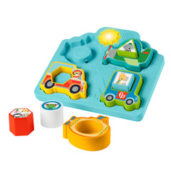 Fisher-Price Shapes & Sounds Vehicle Puzzle front view supports early shape recognition and motor skills