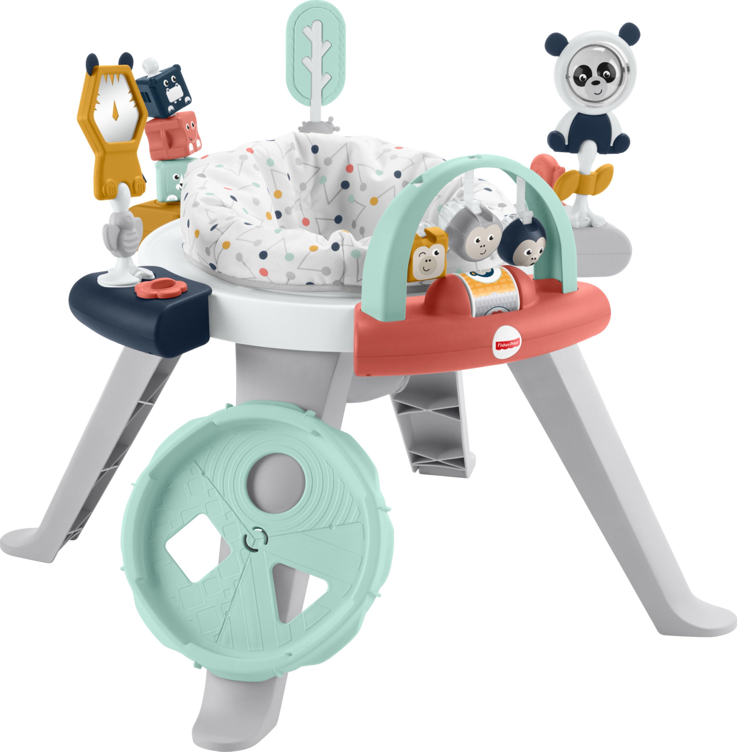 Fisher-Price spin-and-sort-seat provides 360-degree infant play and exploration.