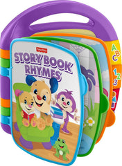 Fisher-Price Laugh & Learn Storybook Rhymes pages open with Puppy and Sis inviting baby to explore language