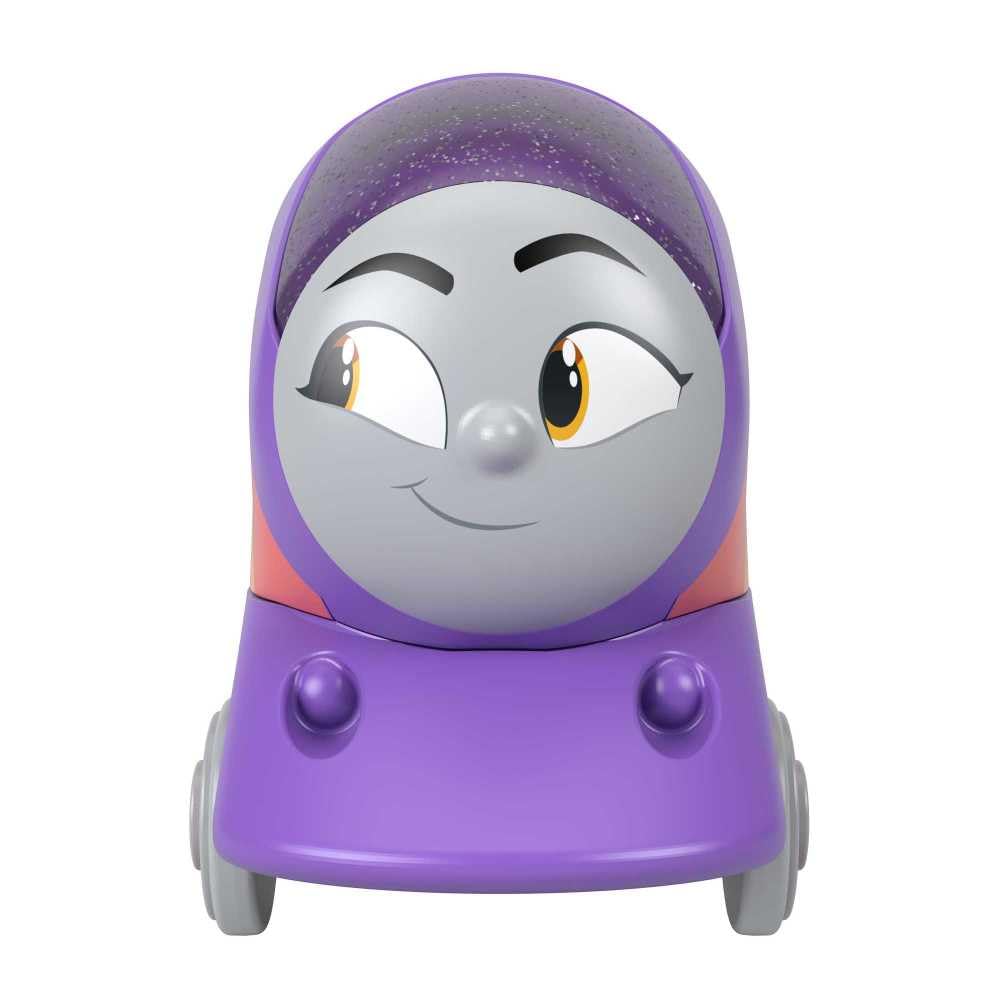 Fisher-Price Rainbow Kana push-along train on track shows smooth rolling and ease of use