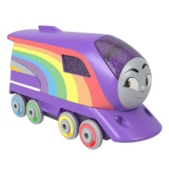 Fisher-Price Rainbow Kana push-along train wheel closeup highlights sturdy wheels
