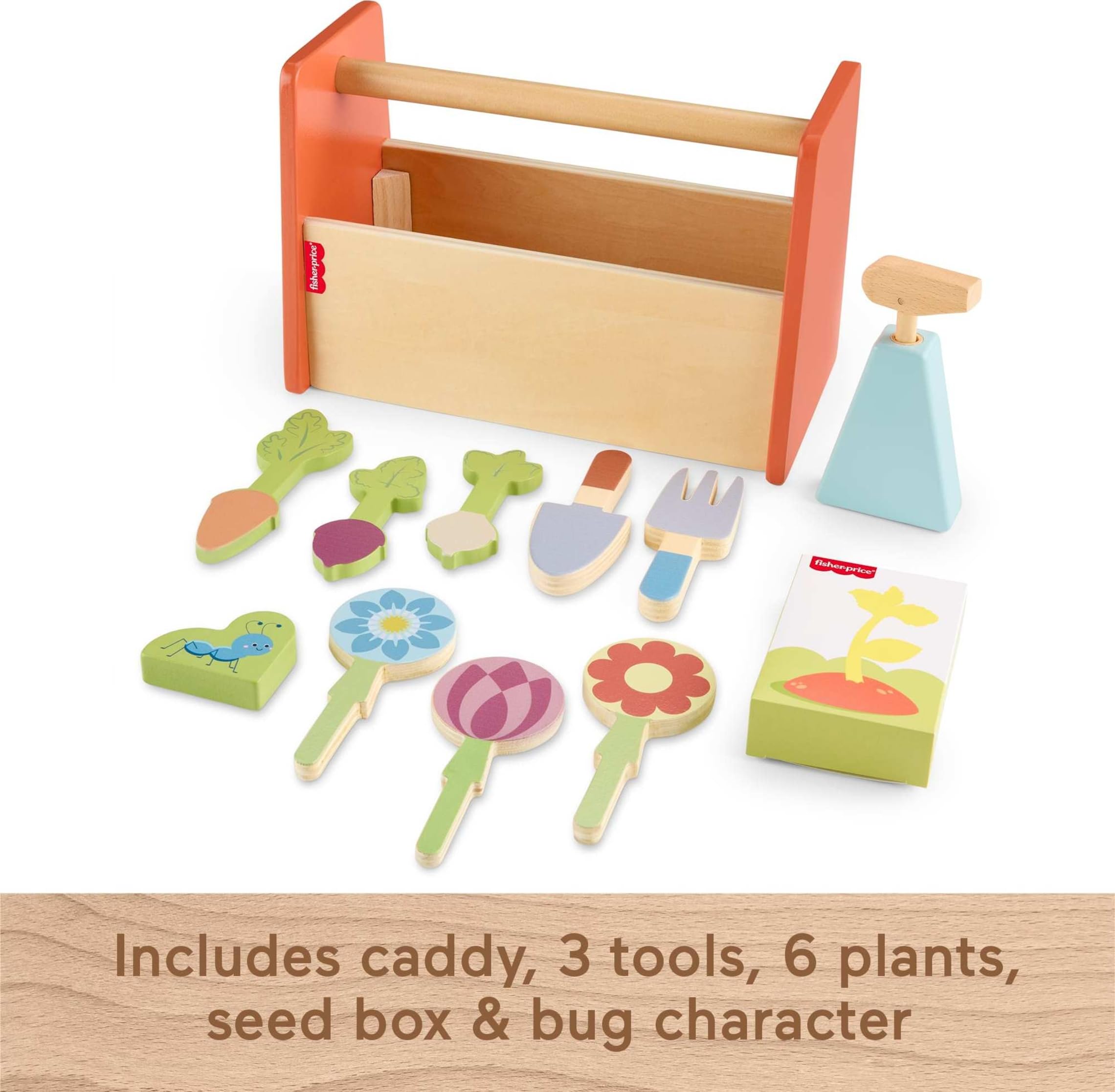 Fisher-Price flowers and vegetables for sorting and planting play.