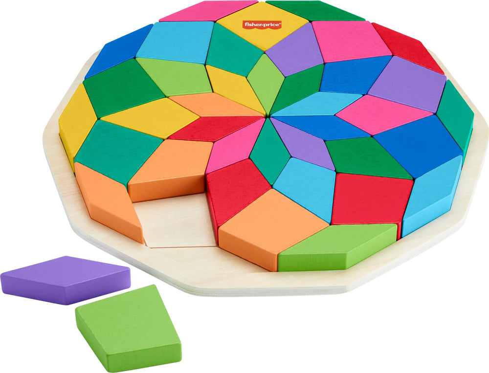 Fisher-Price Wood Mandala Puzzle for kids 3+ encourages focused play.