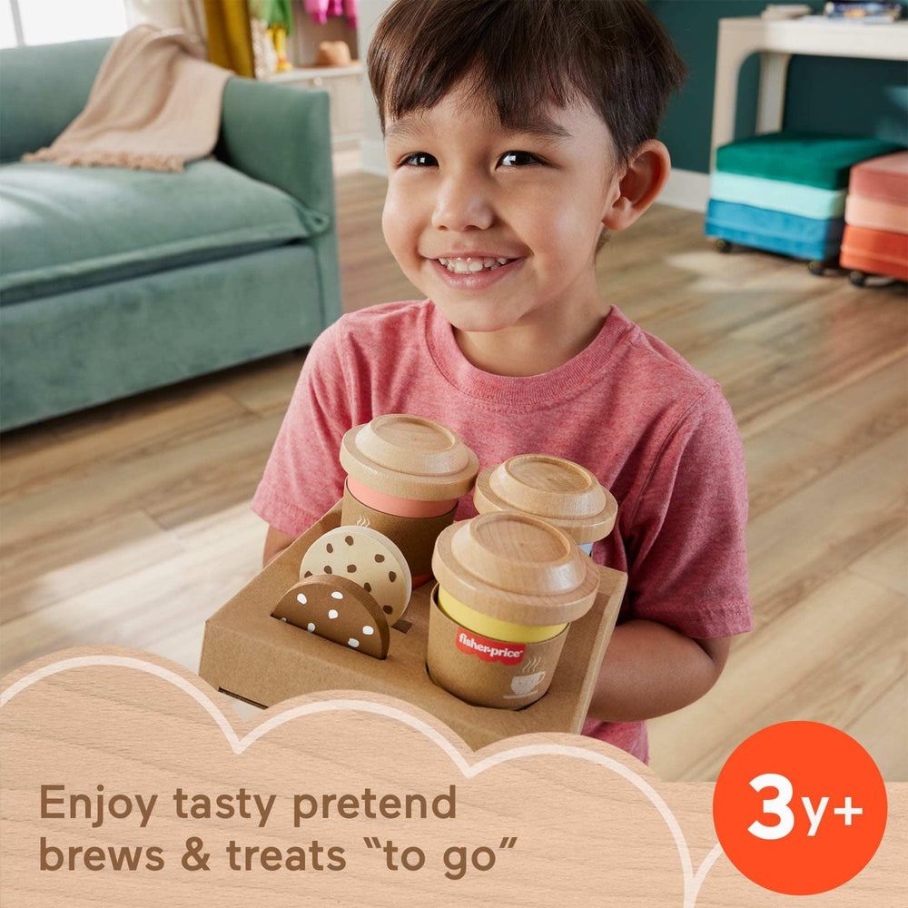Fisher-Price wood snacks cookies and marshmallows for cozy role-play.
